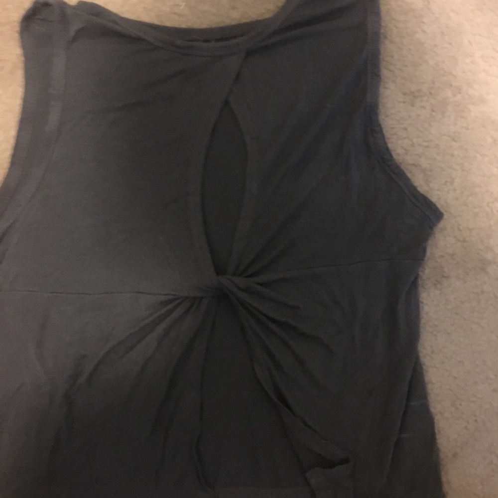 Grey cotton tie-back tank 👚